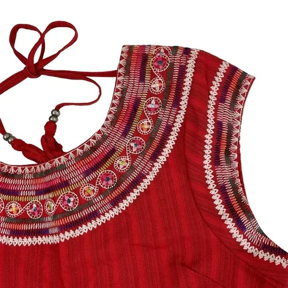 Billabong Designer’s Chica Amiga Embroidered Top Rio Red Large - Picture 8 of 16